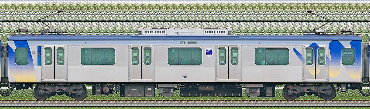 横浜高速鉄道Y500系デハY593山側の側面写真