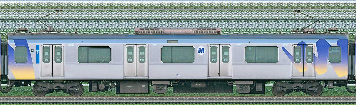 横浜高速鉄道Y500系デハY597山側の側面写真