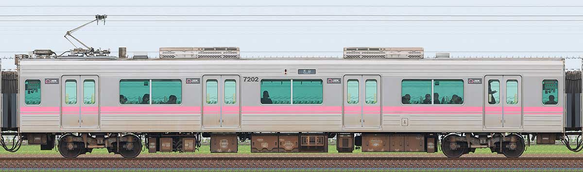 名古屋市交通局7000形7202山側の側面写真