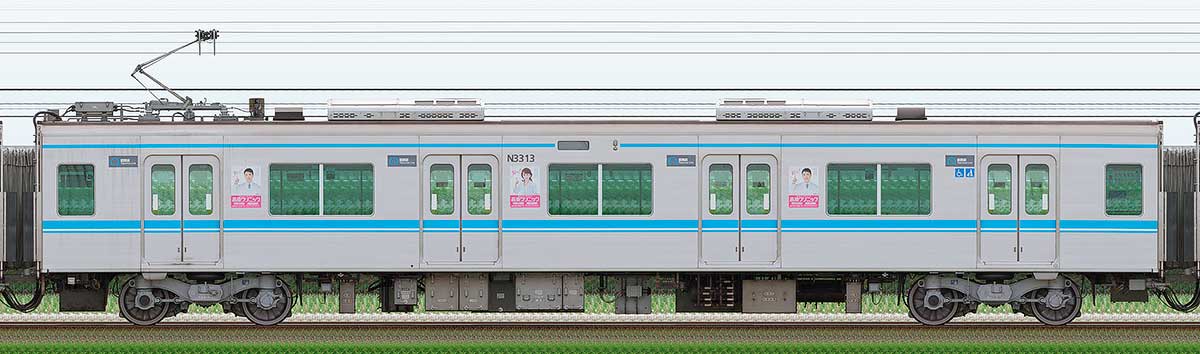 名古屋市交通局N3000形N3313海側の側面写真