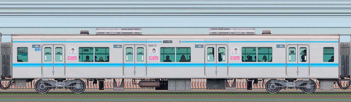名古屋市交通局N3000形N3413山側の側面写真