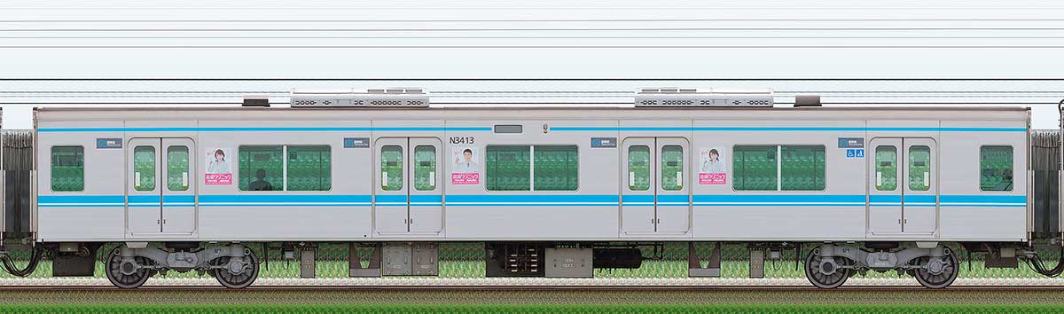 名古屋市交通局N3000形N3413海側の側面写真