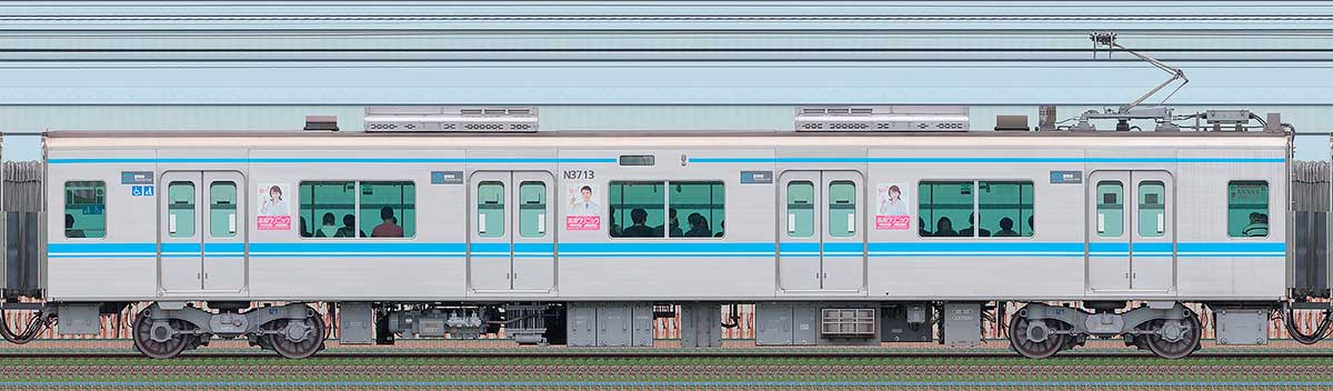 名古屋市交通局N3000形N3713山側の側面写真