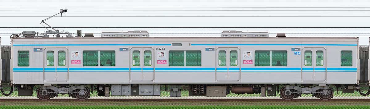 名古屋市交通局N3000形N3713海側の側面写真