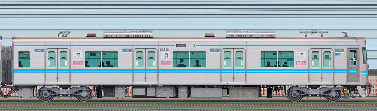 名古屋市交通局N3000形N3813山側の側面写真