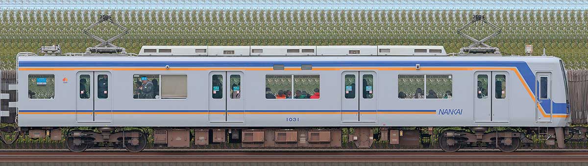 南海1000系（1次車）モハ1031山側の側面写真