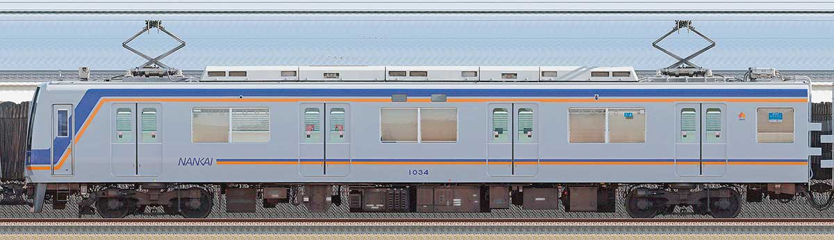 南海1000系（2次車）モハ1034海側の側面写真