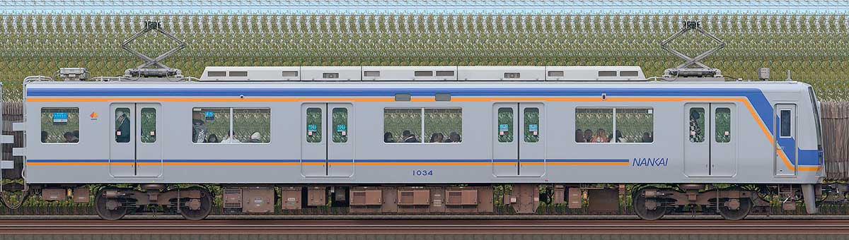 南海1000系（2次車）モハ1034山側の側面写真