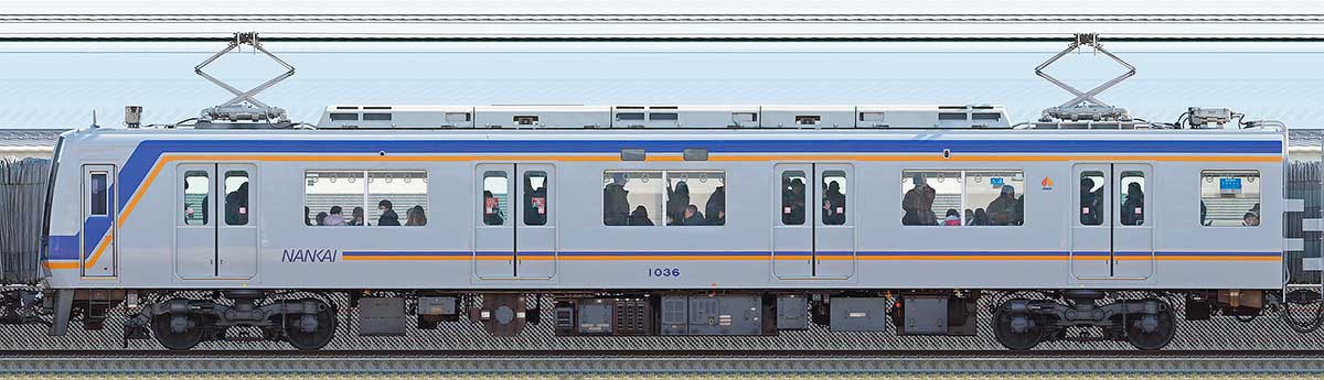 南海1000系（3次車）モハ1036海側の側面写真