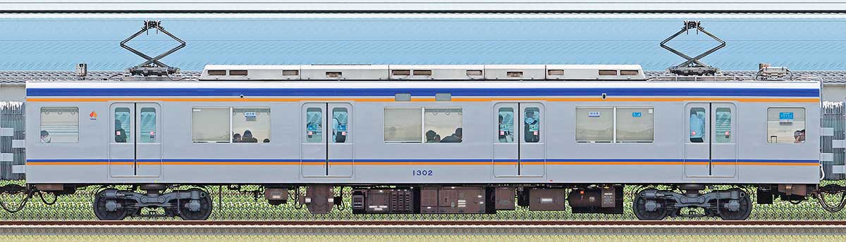 南海1000系（2次車）モハ1302海側の側面写真
