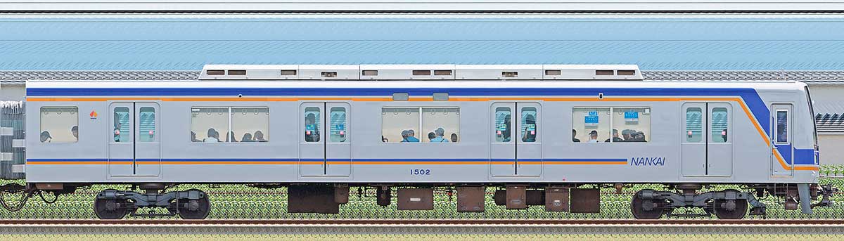 南海1000系（2次車）クハ1502海側の側面写真