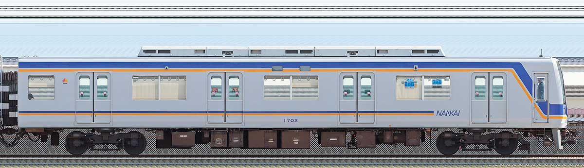南海1000系（1次車）クハ1702海側の側面写真