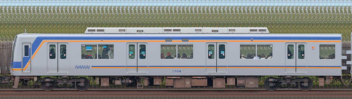 南海1000系（2次車）クハ1704山側の側面写真