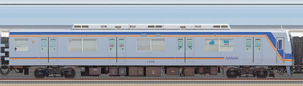 南海1000系（2次車）クハ1705海側の側面写真