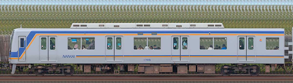 南海1000系（2次車）クハ1705山側の側面写真