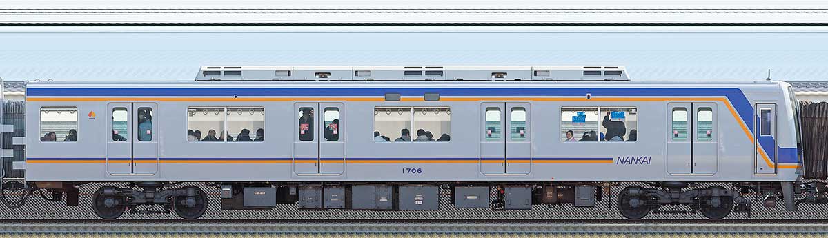 南海1000系（3次車）クハ1706海側の側面写真