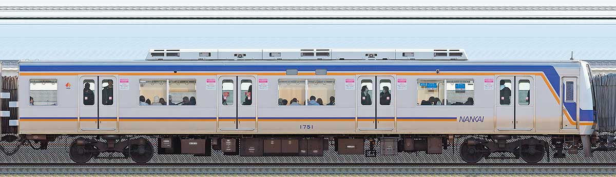 南海1000系（6次車）クハ1751海側の側面写真