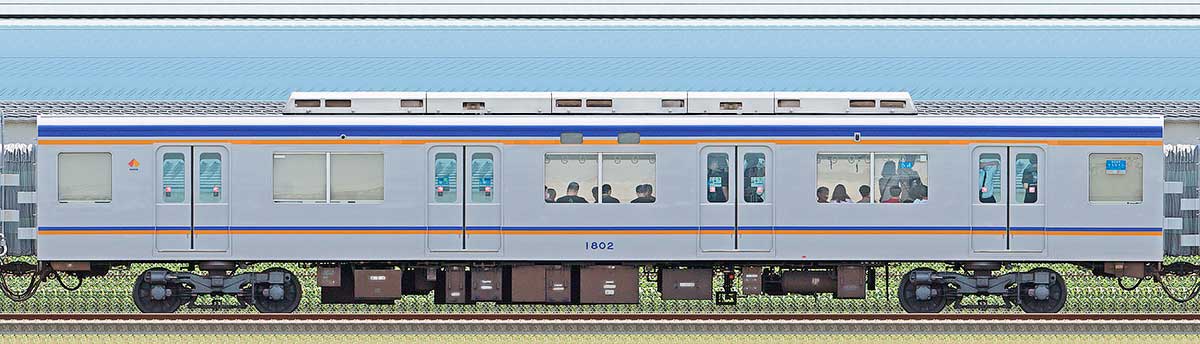 南海1000系（2次車）サハ1802海側の側面写真