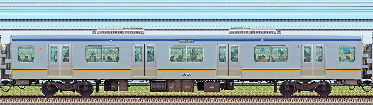 南海8300系5次車サハ8660海側の側面写真