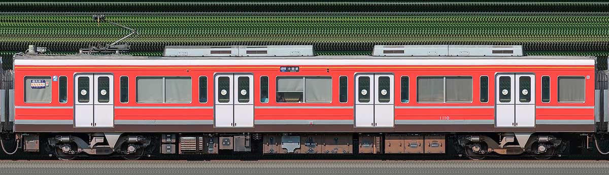 小田急1000形デハ1110（レーティッシュ鉄道色）海側の側面写真