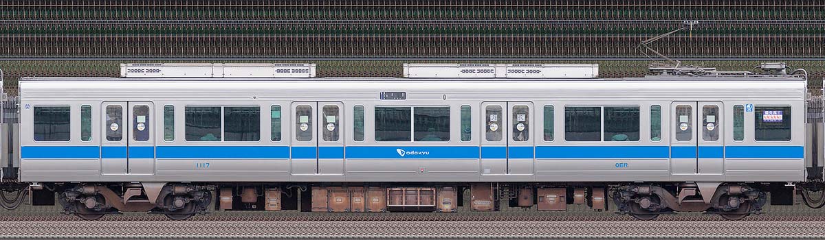 小田急1000形デハ1117（リニューアル車）山側の側面写真