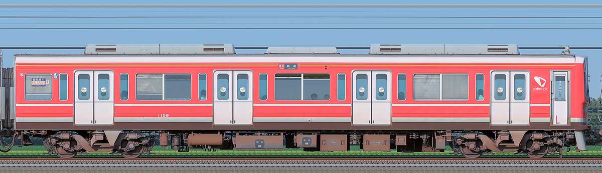 小田急1000形クハ1159（レーティッシュ鉄道色）山側の側面写真