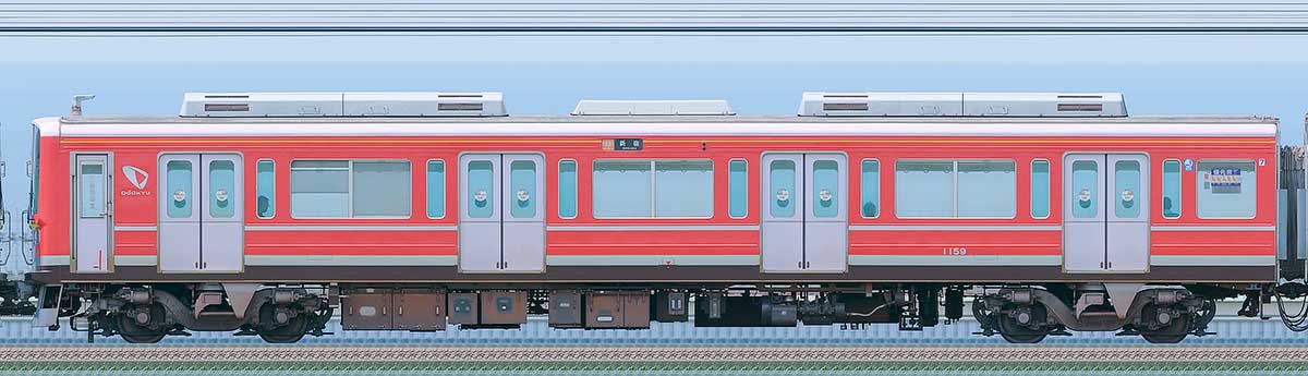 小田急1000形クハ1159（レーティッシュ鉄道色）海側の側面写真