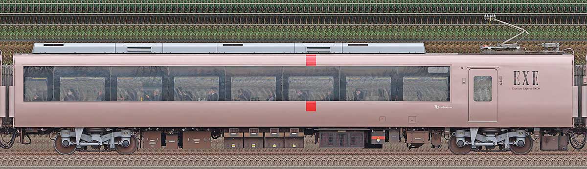 小田急30000形ロマンスカー「EXE」デハ30105山側の側面写真