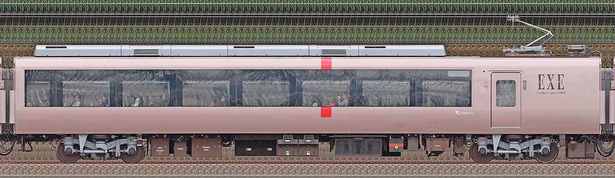 小田急30000形ロマンスカー「EXE」デハ30205山側の側面写真