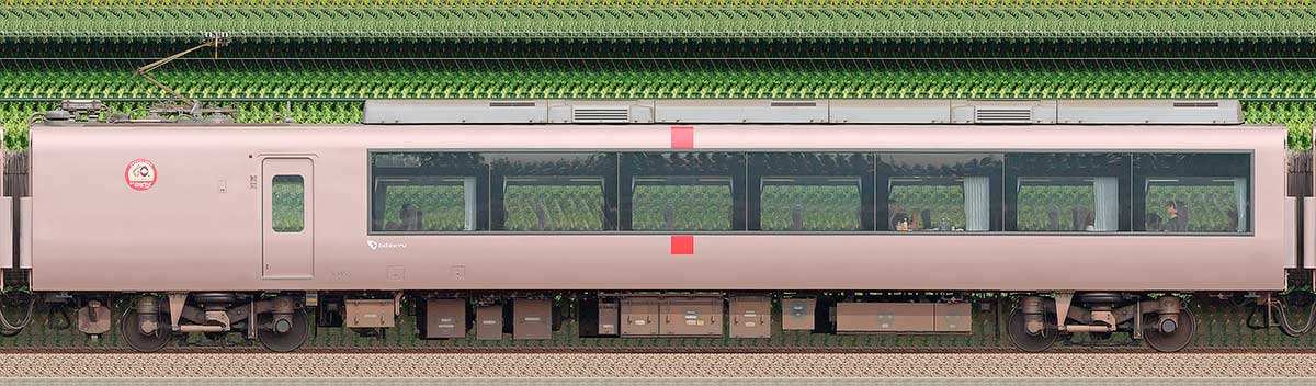 小田急30000形ロマンスカー「EXE」サハ30455（箱根そば60周年記念マーク）山側の側面写真
