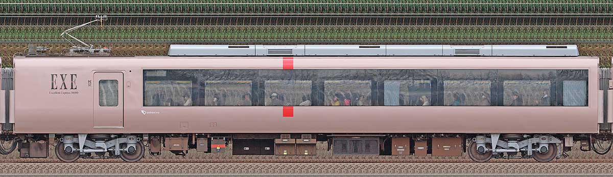 小田急30000形ロマンスカー「EXE」デハ30505山側の側面写真