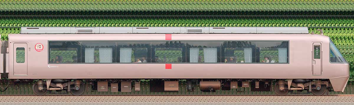 小田急30000形ロマンスカー「EXE」クハ30555（箱根そば60周年記念マーク）山側の側面写真