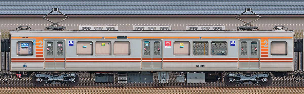 大阪メトロ66系更新車66009西側の側面写真