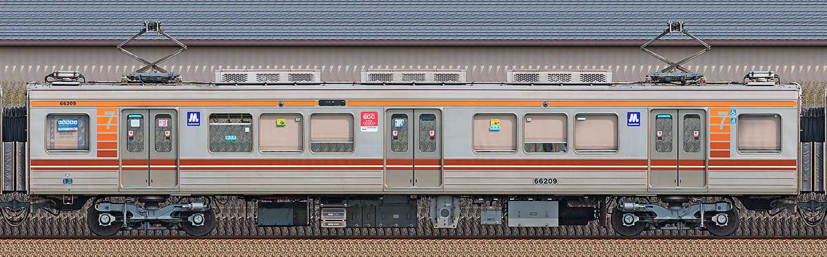 大阪メトロ66系更新車66209西側の側面写真