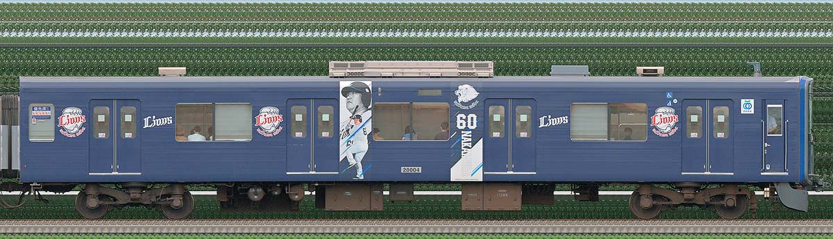 西武20000系クハ20004（三代目「L-train」2023年）2位側の側面写真
