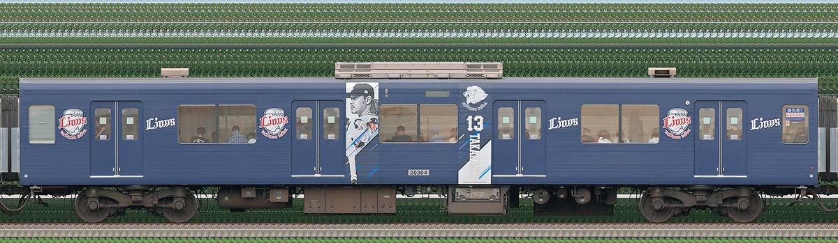 西武20000系モハ20304（三代目「L-train」2023年）1位側の側面写真