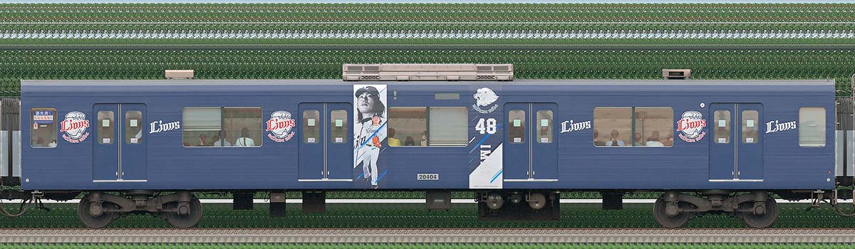 西武20000系サハ20404（三代目「L-train」2023年）1位側の側面写真