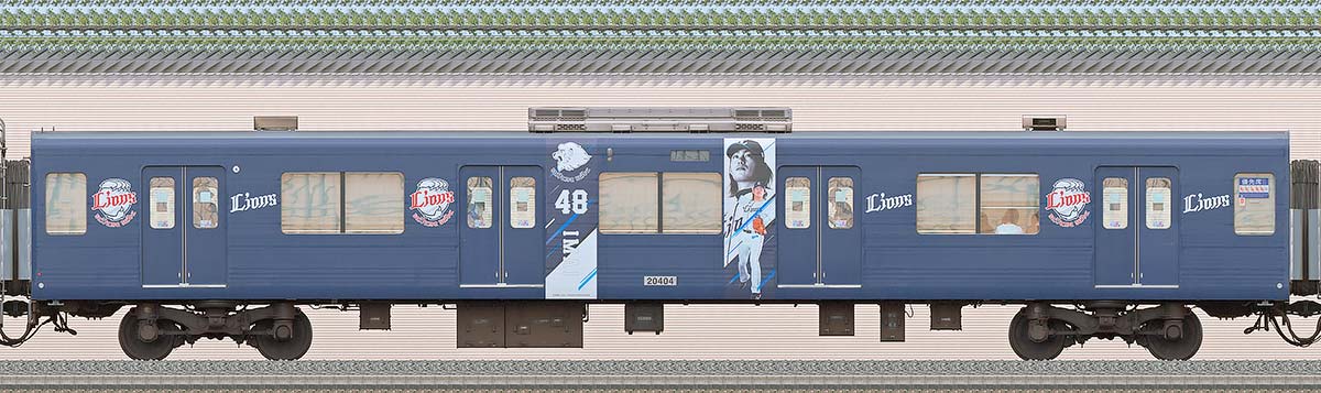 西武20000系サハ20404（三代目「L-train」2023年）2位側の側面写真
