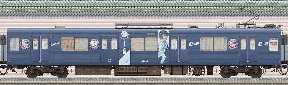 西武20000系モハ20804（三代目「L-train」2023年）2位側の側面写真