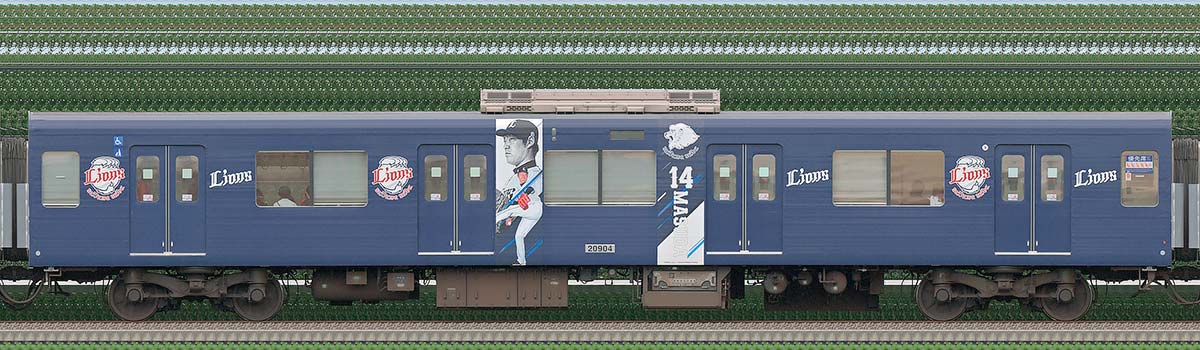 西武20000系モハ20904（三代目「L-train」2023年）1位側の側面写真