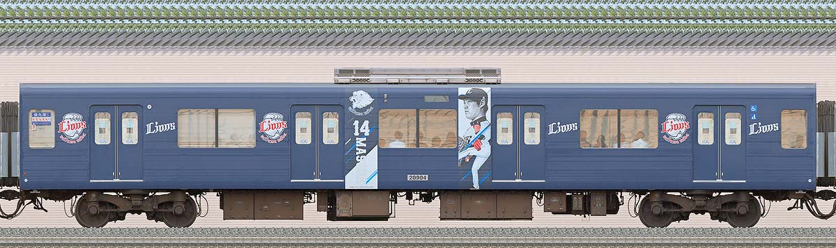 西武20000系モハ20904（三代目「L-train」2023年）2位側の側面写真