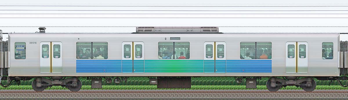 西武30000系サハ385163位・1位側の側面写真
