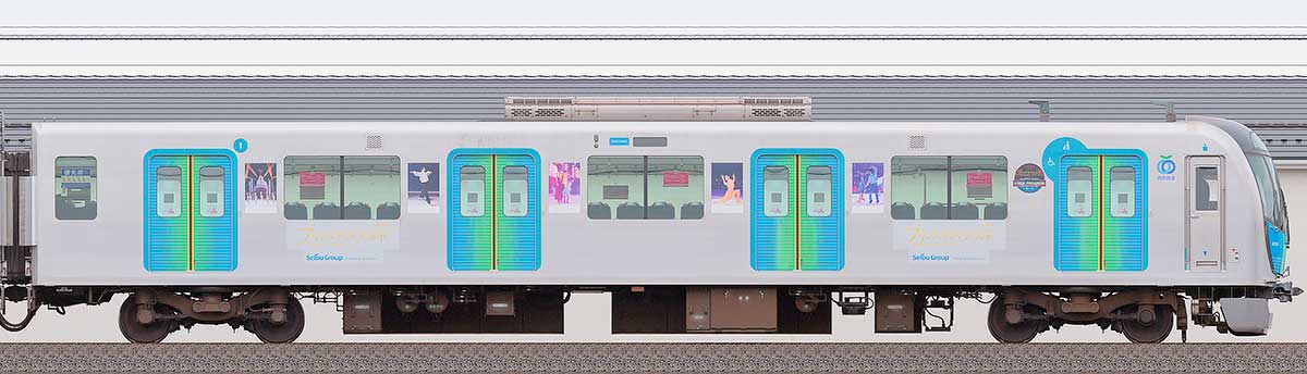 西武40000系「プリンスアイスワールドラッピングトレイン」クハ401063位・1位側の側面写真