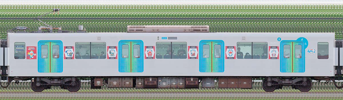 西武40000系「『映画ドラえもん』45周年記念イベント with 西武鉄道 ギャラリートレイン」モハ402012位・4位側の側面写真