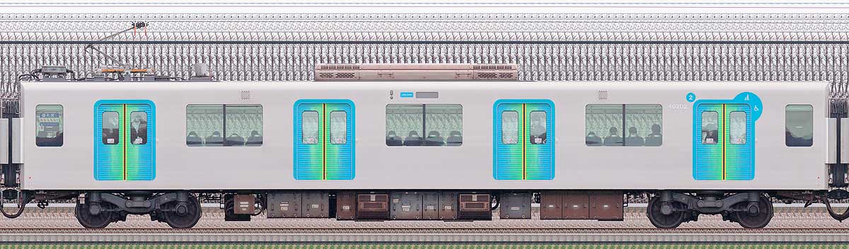 西武40000系モハ402022位・4位側の側面写真