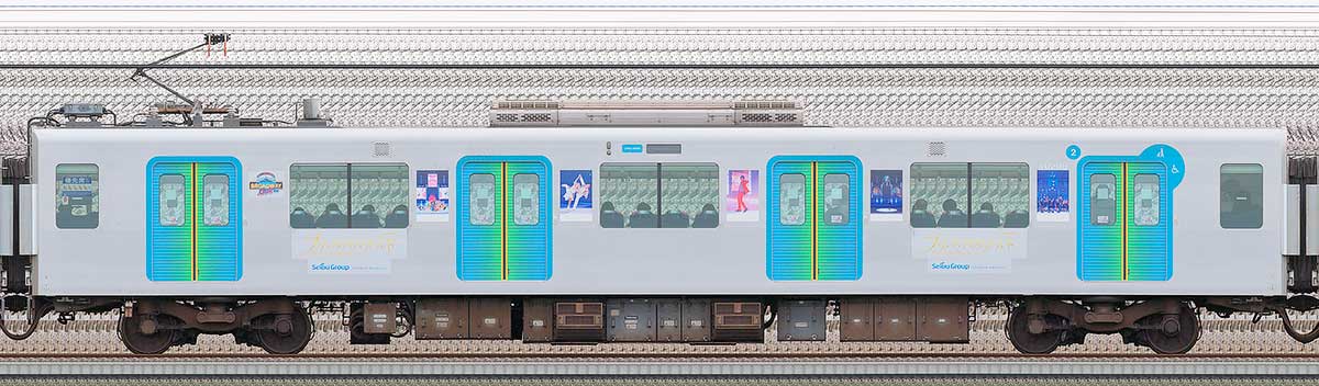 西武40000系「プリンスアイスワールドラッピングトレイン」モハ402062位・4位側の側面写真