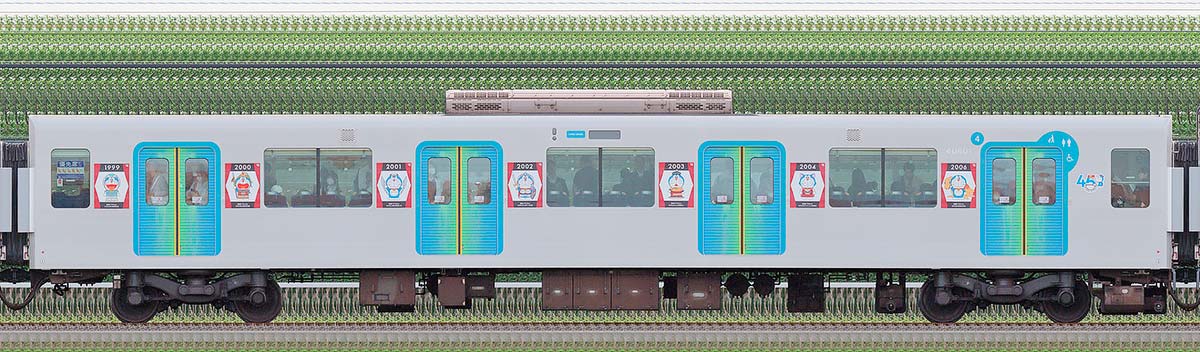 西武40000系「『映画ドラえもん』45周年記念イベント with 西武鉄道 ギャラリートレイン」サハ404012位・4位側の側面写真