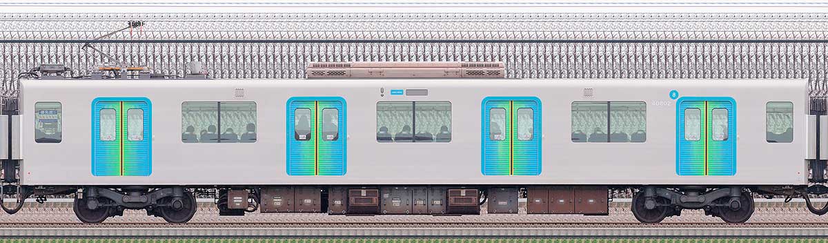 西武40000系モハ408022位・4位側の側面写真