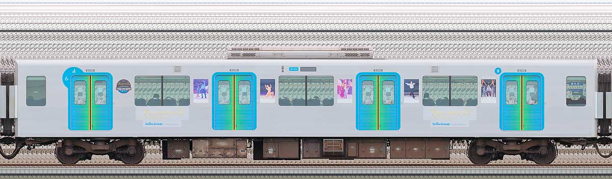 西武40000系「プリンスアイスワールドラッピングトレイン」モハ409062位・4位側の側面写真