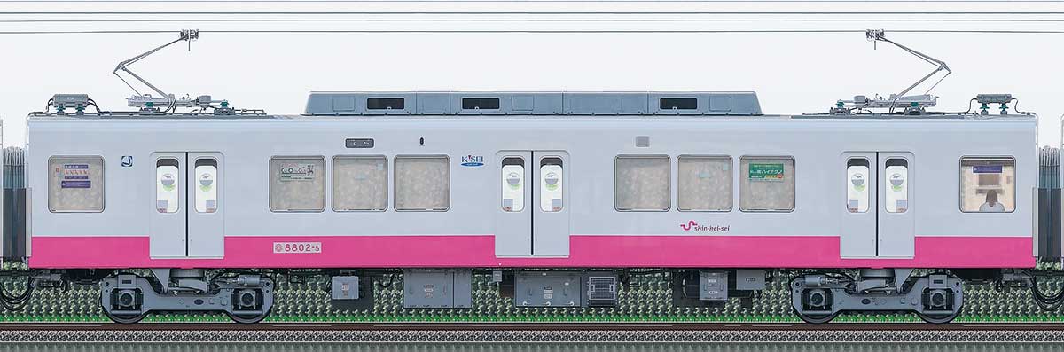 新京成8800形モハ8802-5（機器更新・内装リニューアル後）山側の側面写真